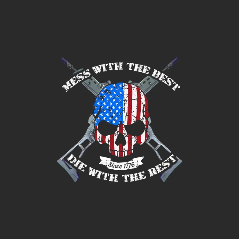 Patriotic American Military Emblem with Skull and Crossed Rifles Baseball Cap