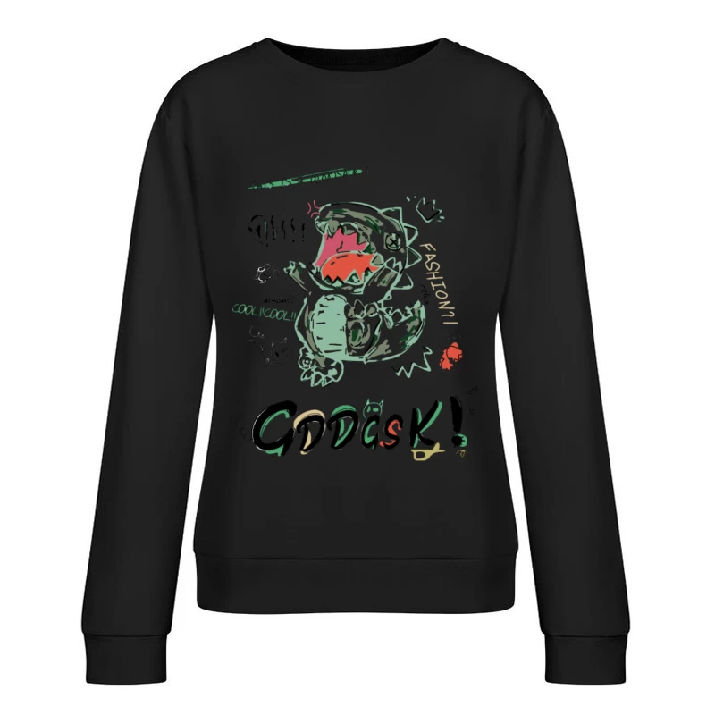 Modischer Dinosaurier mit Krone und Text Damen Pullover Sweatshirt