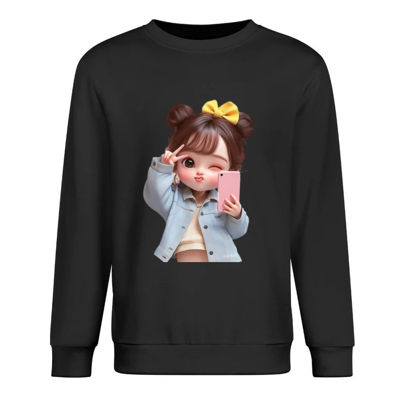 Mädchen mit Selfie und gelber Schleife Herren Pullover Sweatshirt