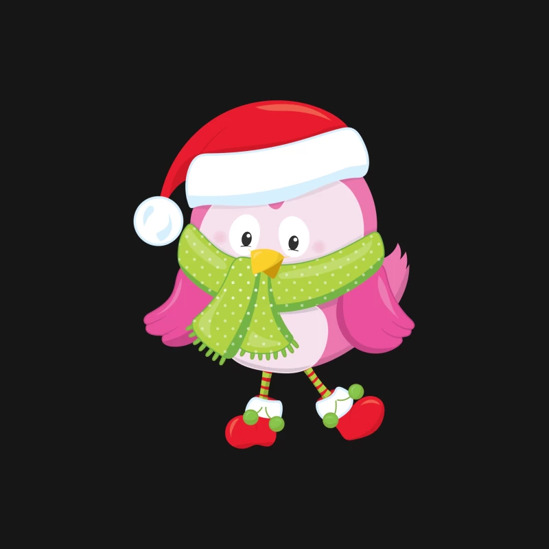 Chouette de Noël rose avec écharpe verte Femme T-Shirt