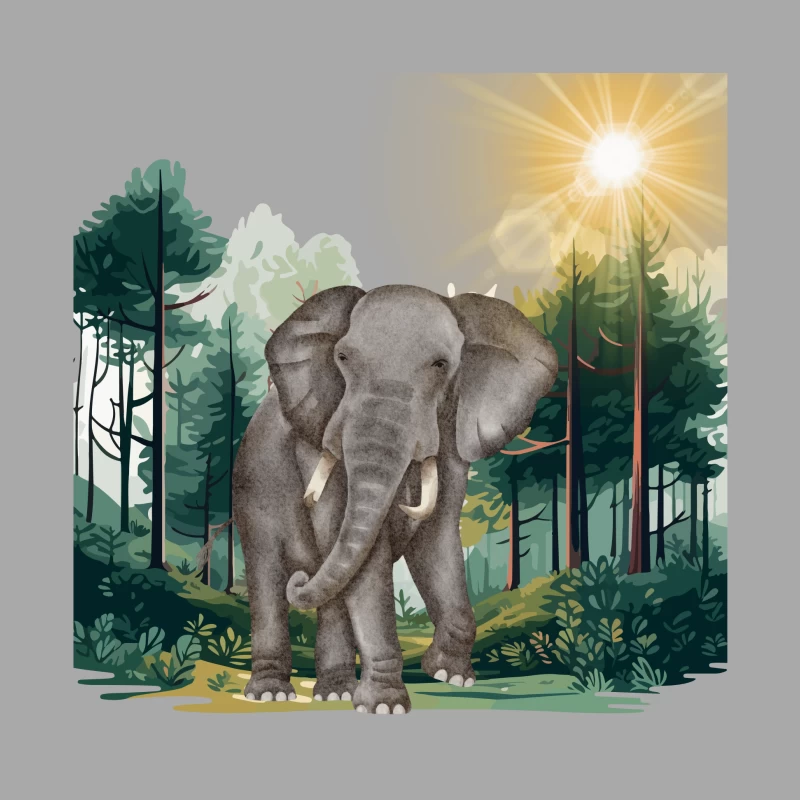 Majestic Elephant Walking in Tropical Forest Female Pullover Hoodie