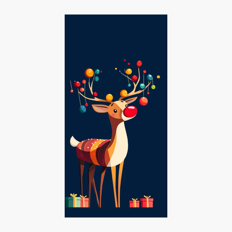 Festive Cartoon Reindeer with Christmas Ornaments and Gifts iPhone Case