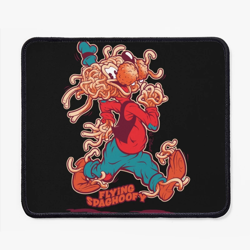 Whimsical Cartoon Character Made of Spaghetti Mouse Pad