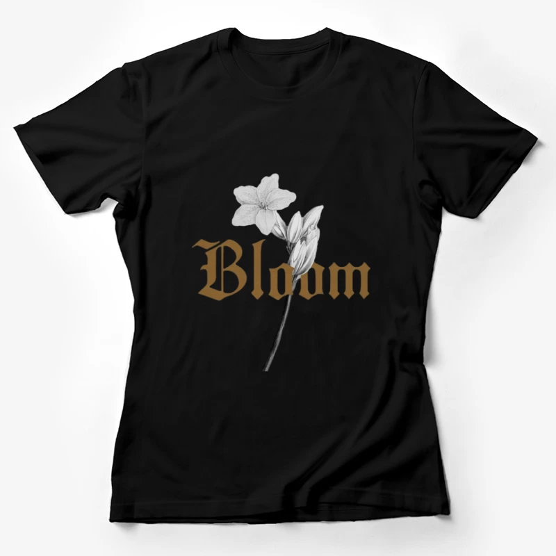 Blume und Gotik-Schrift Damen T-Shirt