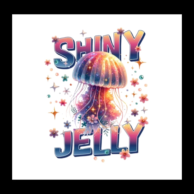 Shiny Jelly: Whimsical Watercolor Jellyfish Typography Art Throw Pillow