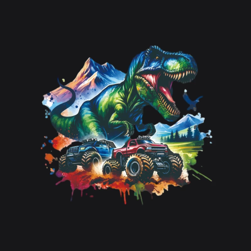 Dinosaurier und Monstertrucks Abenteuer Herren Pullover Hoodie