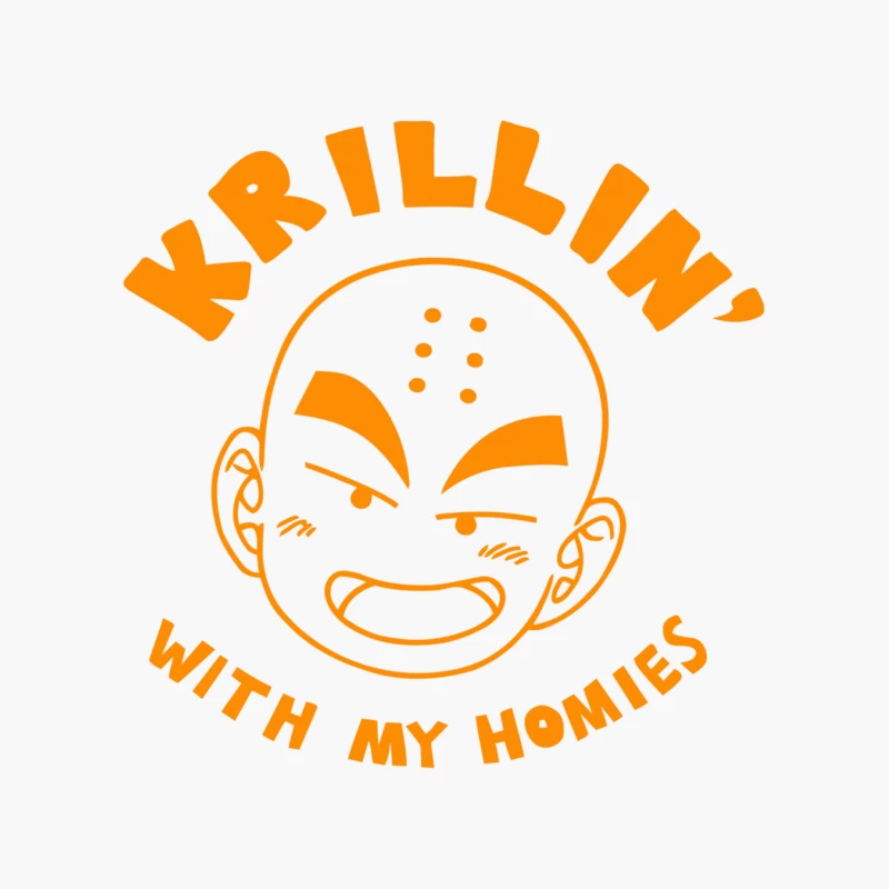 Orange Cartoon Face of Krillin from Dragon Ball Cotton Tote Bag