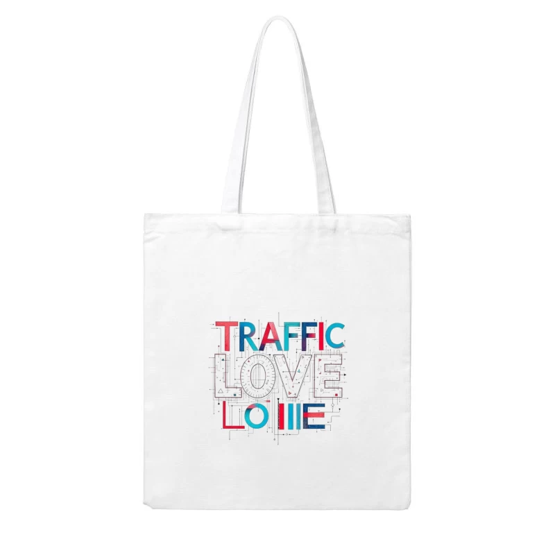 Traffic Love Typography with Technical Design Elements Cotton Tote Bag