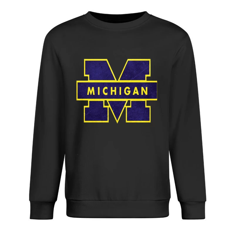 University of Michigan Athletic Block M Logo in Navy and Yellow Male Pullover Sweatshirt