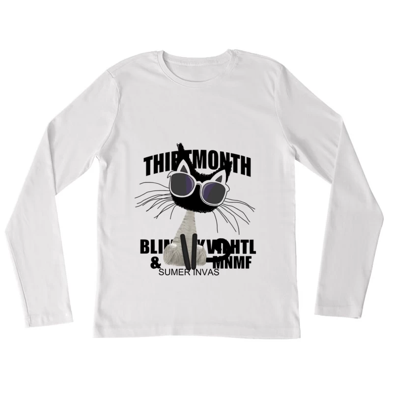 Coole Katze mit Brille aus Garn Damen Langarm T-Shirt
