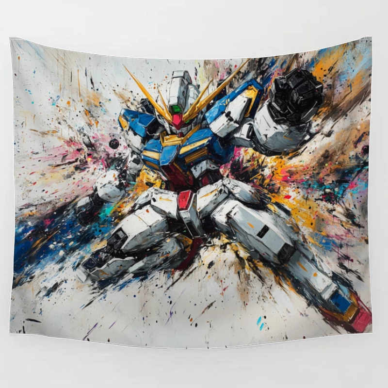 Dynamic Abstract Mecha Painting: Explosive Colorful Robot Action Tapestry