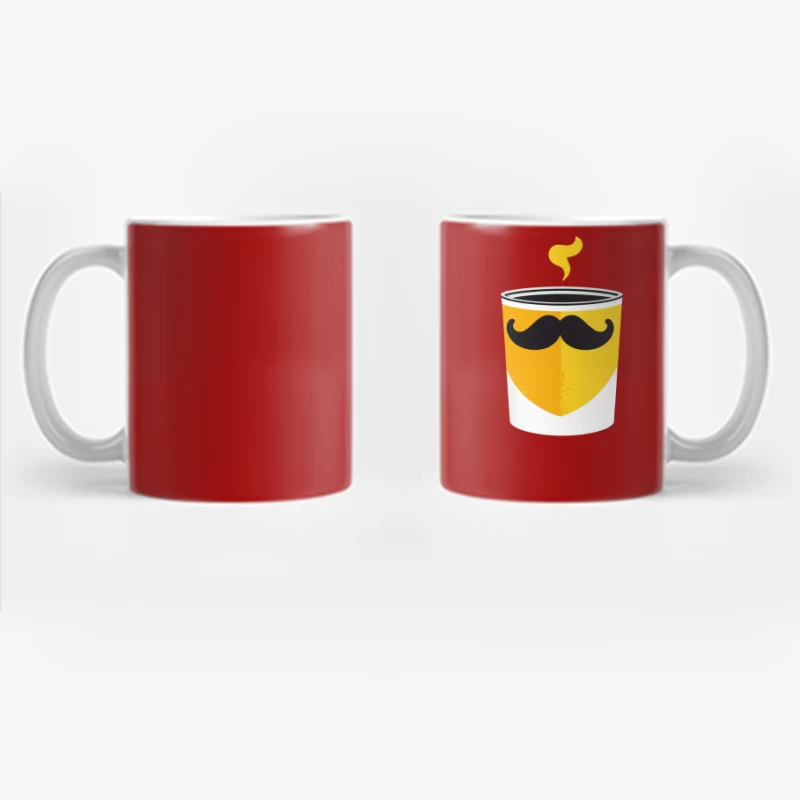 Whimsical Mustached Coffee Cup: A Minimalist Cartoon Design Coffee Mug