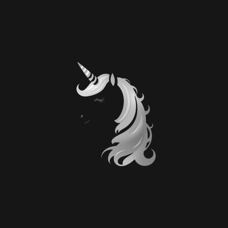 Minimalist Grayscale Unicorn Fantasy Illustration Desk Mat