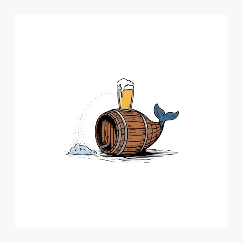 Whimsical Nautical Beer Barrel with Whale Tail Pin