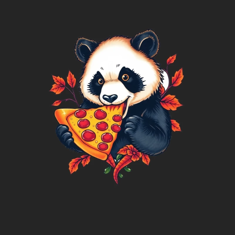 Cute Panda Bear Eating Pizza Male Pullover Sweatshirt