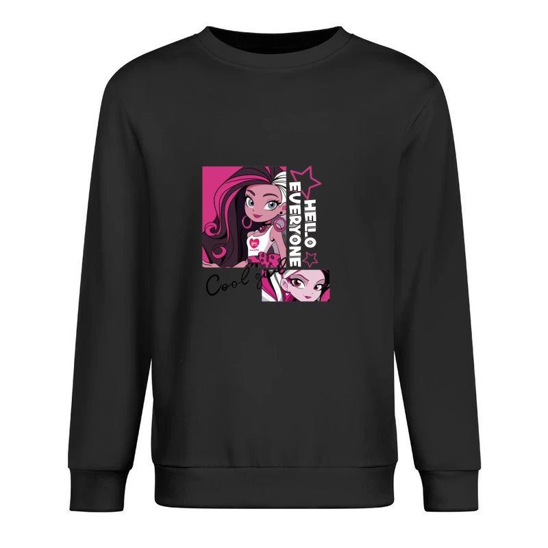 Stilvolles Mädchen mit rosa Akzenten Herren Pullover Sweatshirt