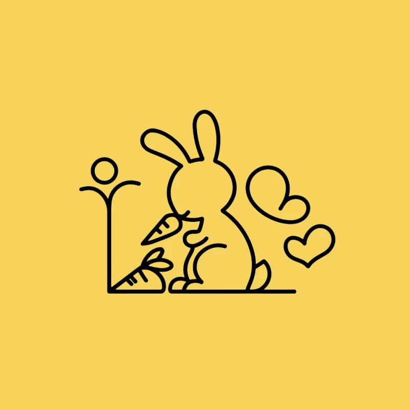 Cute Cartoon Rabbit with Carrot and Hearts Bucket Hat