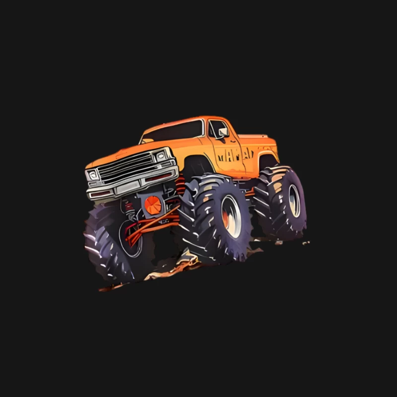 Camion monstre orange avec grandes roues Homme Manches Longues T-Shirt