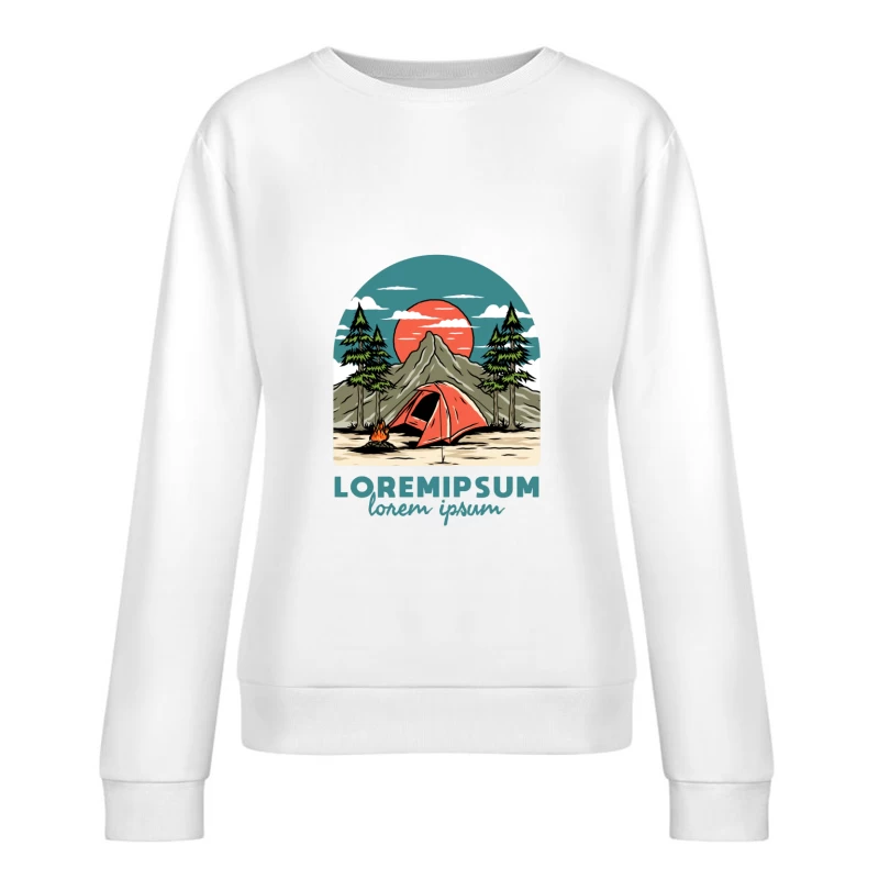 Campinglandschaft mit Sonnenuntergang Damen Pullover Sweatshirt