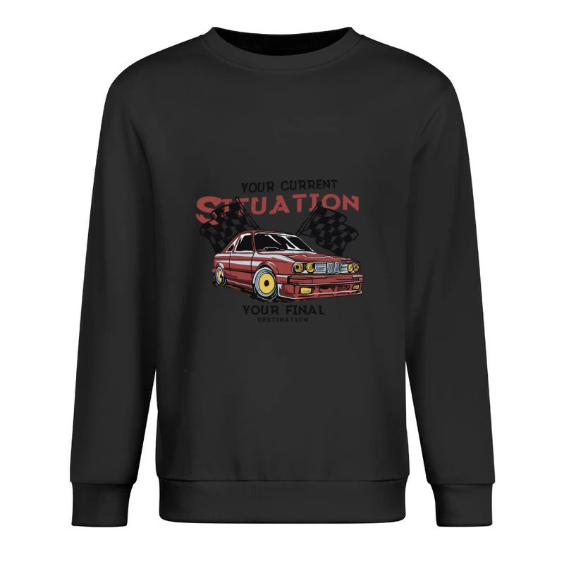 Klassisches Auto-Design mit Rennflaggenthema Herren Pullover Sweatshirt