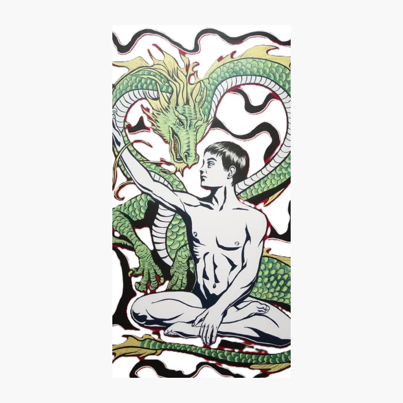 Symbolic Illustration: Dragon and Human in Yin-Yang Harmony iPhone Case