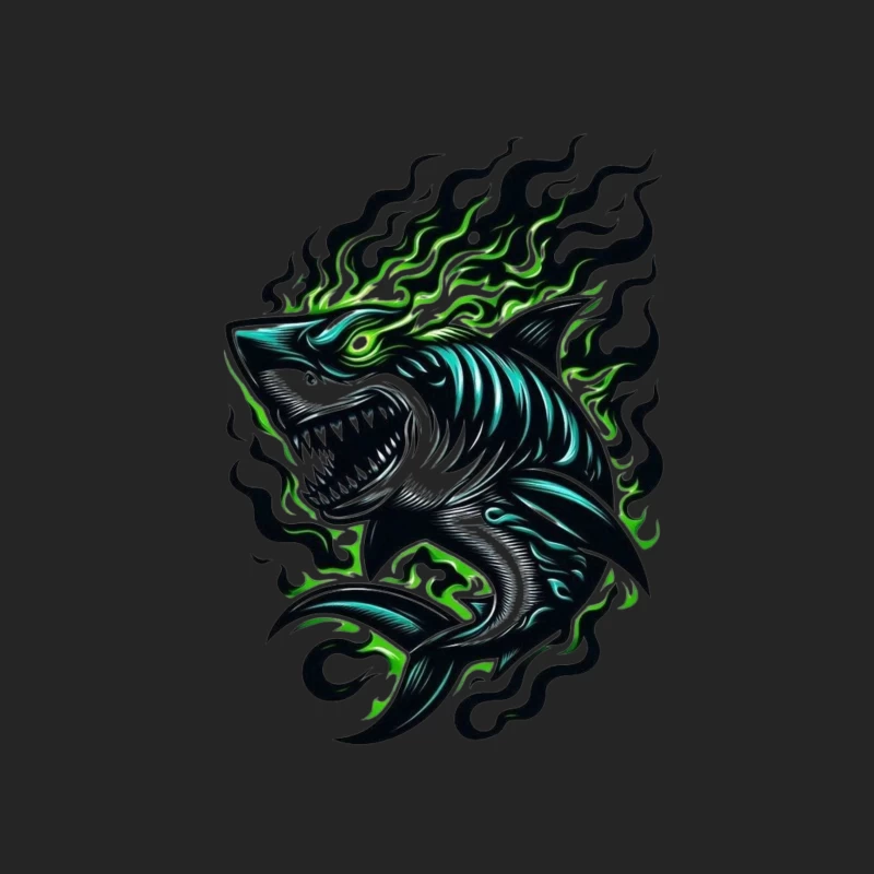 Fierce Tribal Shark with Flames Male Pullover Sweatshirt