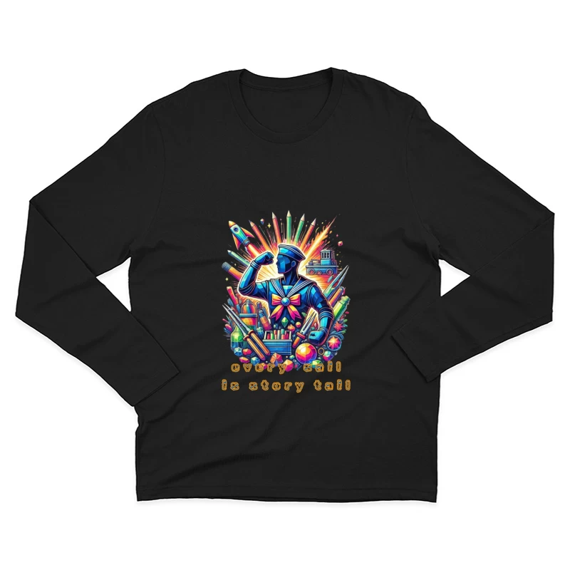 Whimsical Story Time Sailor with Educational Toys and Books Male Long Sleeve T-Shirt