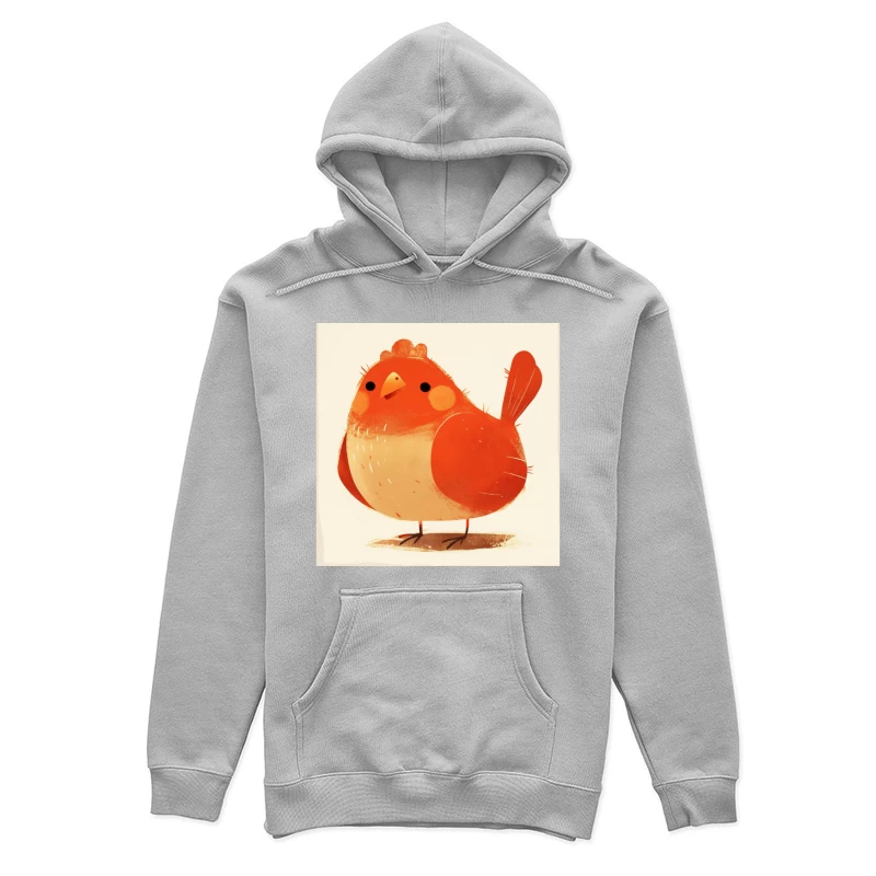 Cute Red Robin Bird Illustration Female Pullover Hoodie