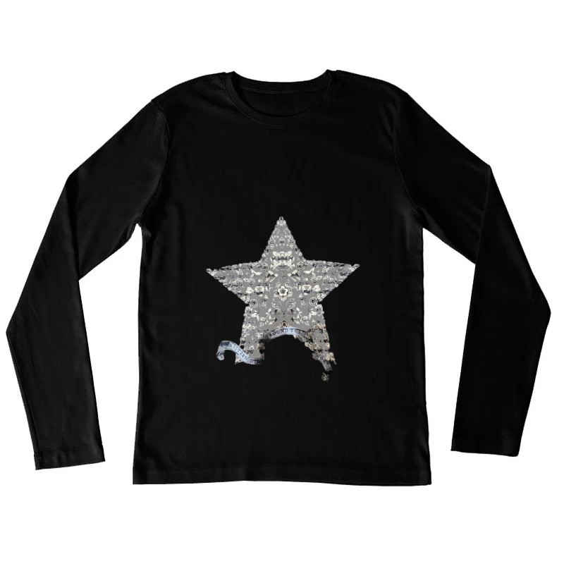 Motif d'étoile florale avec rouleau Femme Manches Longues T-Shirt