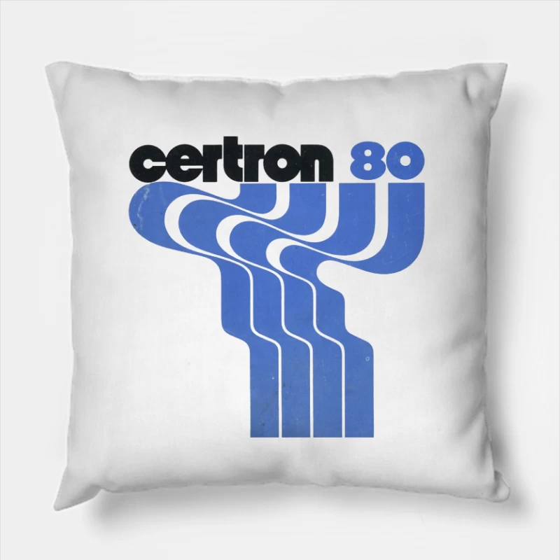 Vintage Certron 80 Blue Wave Logo Design Throw Pillow