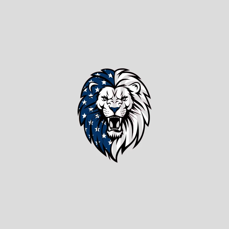 Patriotic American Lion Logo with Stars and Stripes Design Baseball Cap