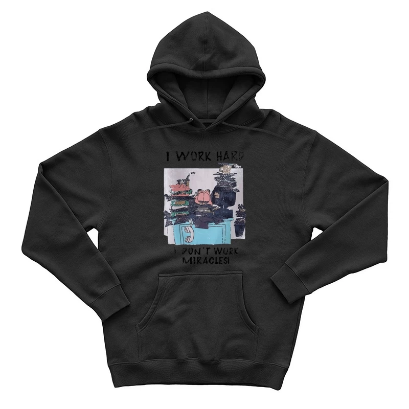 Chaotischer Schreibtisch mit fauler Katze Herren Pullover Hoodie