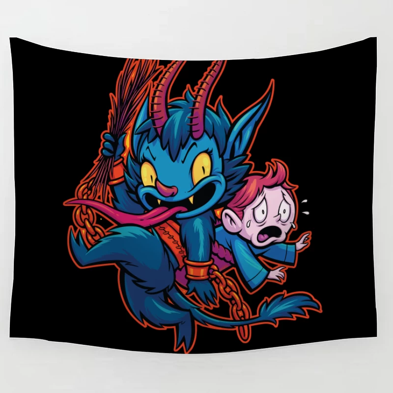 Playful Demon with a Child Tapestry