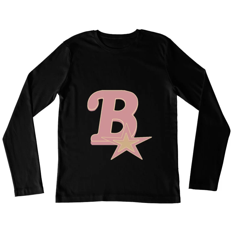 Rosa Buchstabe B mit Stern Damen Langarm T-Shirt