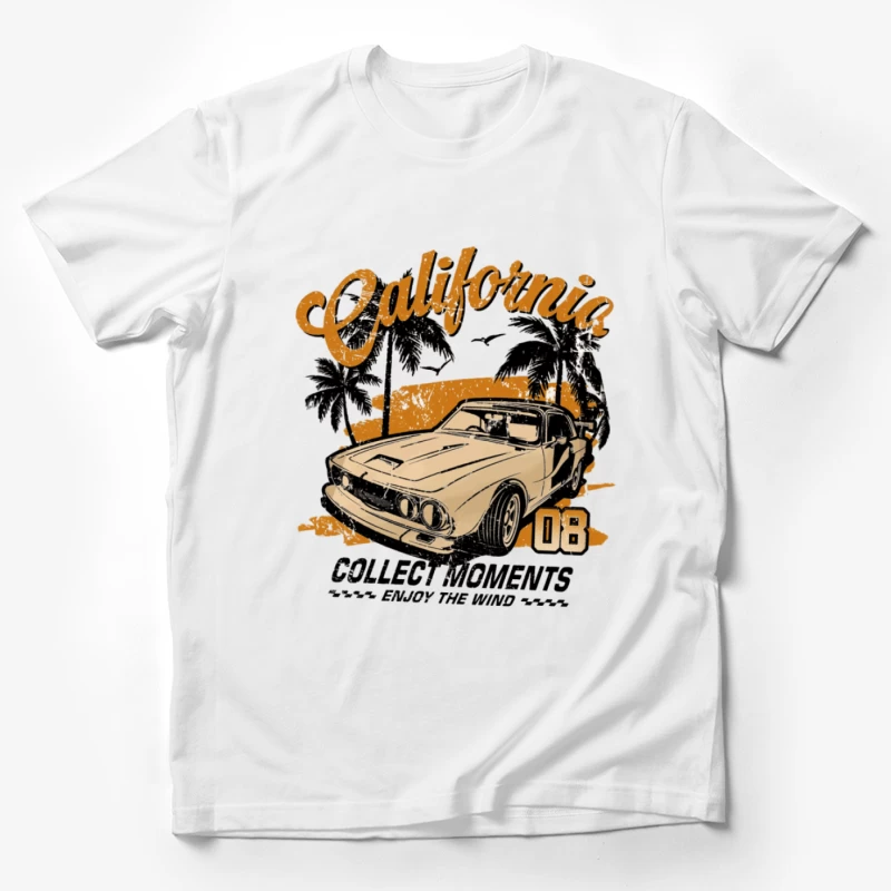 Kalifornien Vintage Auto und Palmen Herren T-Shirt