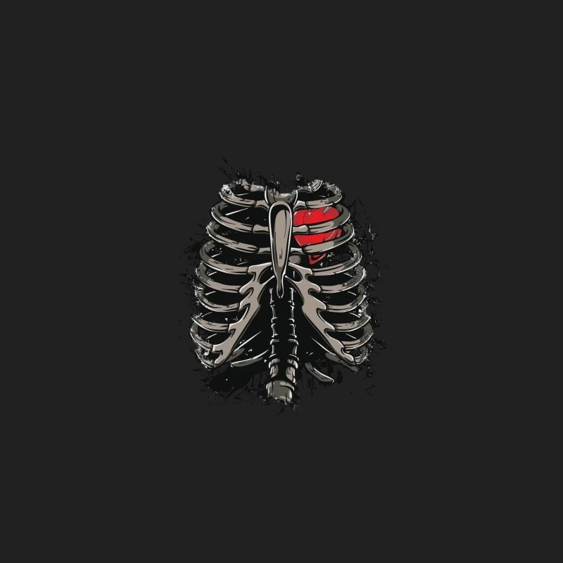 Anatomical Illustration of a Skeleton with a Heart Bucket Hat