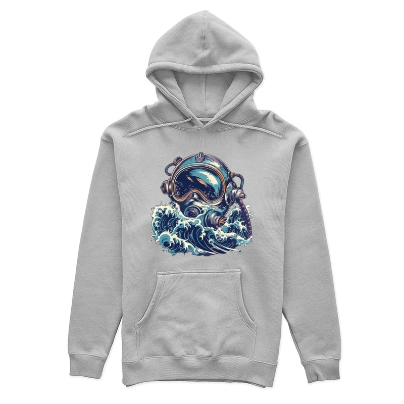 Vintage Deep Sea Diver Illustration Female Pullover Hoodie