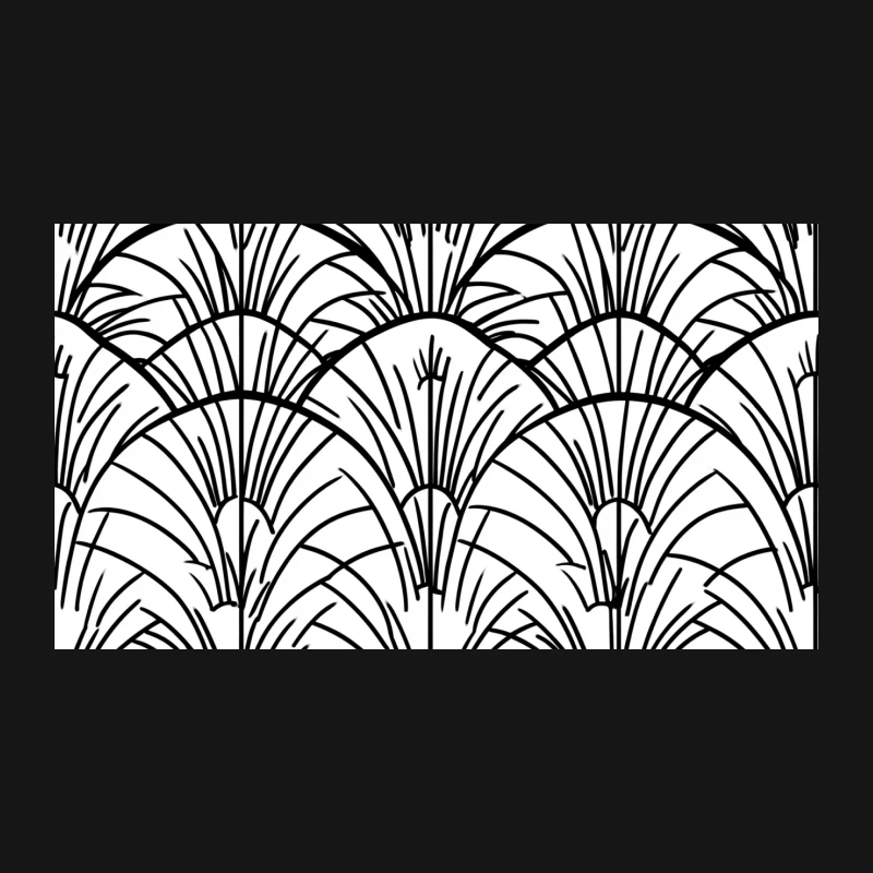 Art Deco Geometric Fan Pattern in Black and White Desk Mat