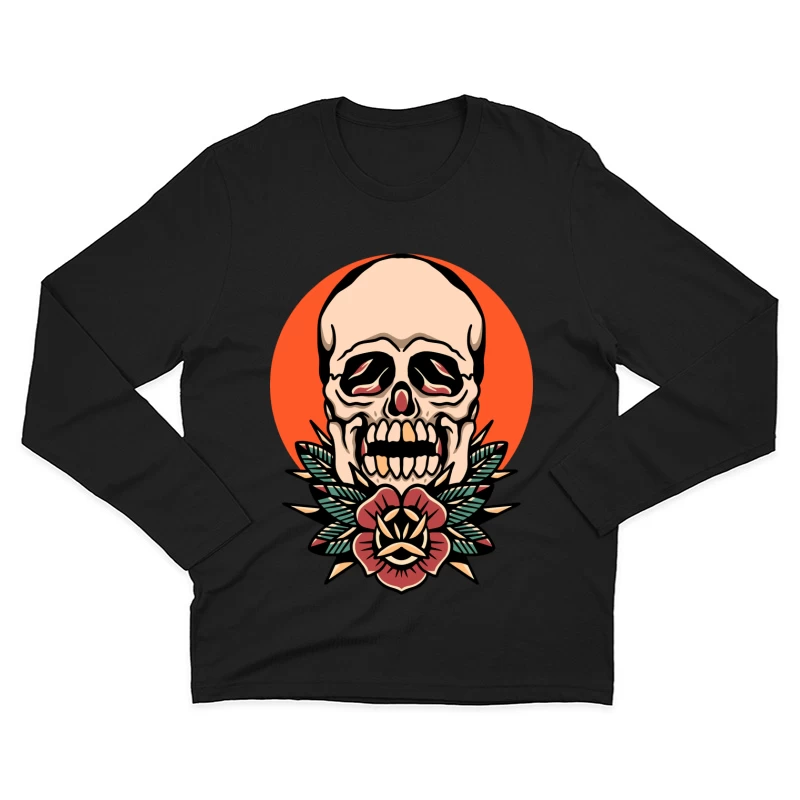 Skull with Floral Design Male Long Sleeve T-Shirt