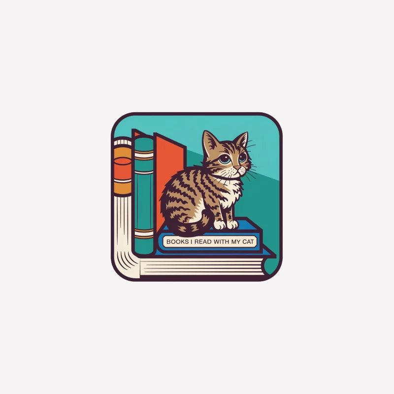 Vintage Style Illustration of Cat with Books Reading Companion Female T-Shirt