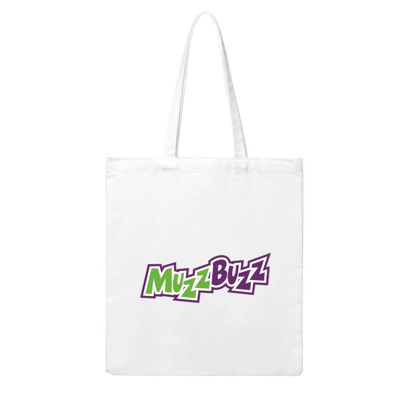 Muzz Buzz Beverage Brand Logo in Green and Purple Cotton Tote Bag