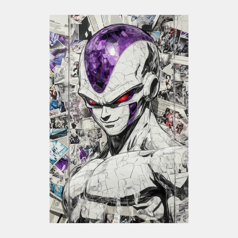 Iconic Dragon Ball Villain: Frieza Illustration Amidst Manga Pages Male Tank Top