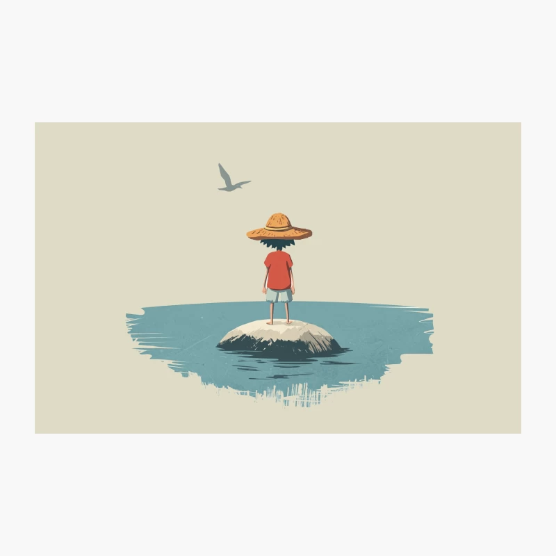 One Piece Solitary Summer Adventure: Illustration of a Figure on a Tiny Island Travel Mug