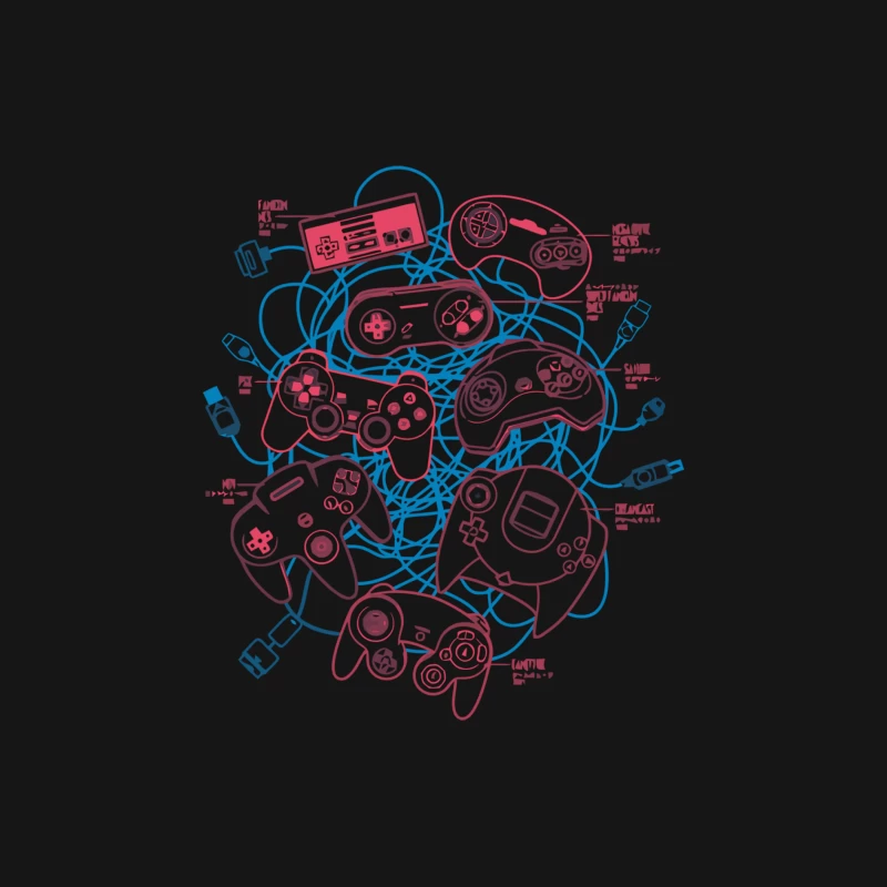 Tangled Web of Gaming History: Retro Controllers Collide Female Long Sleeve T-Shirt