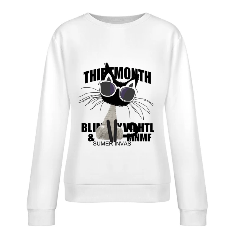 Coole Katze mit Brille aus Garn Damen Pullover Sweatshirt