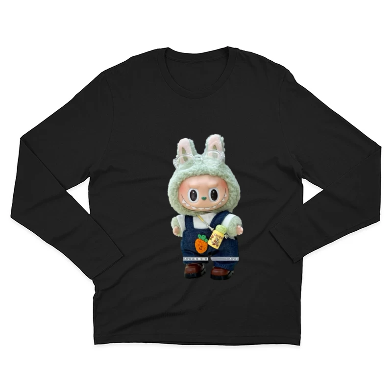 Niedliche Puppe mit Hasenohren und Overalls Herren Langarm T-Shirt