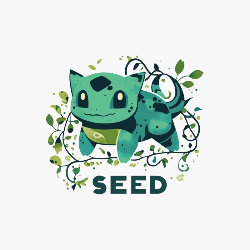 Adorable Bulbasaur: The Grass-type Pokemon Seed Cotton Tote Bag