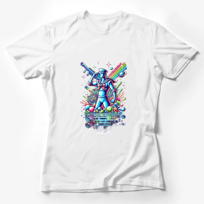 Retro Neon Sailor Fantasy Art Female T-Shirt