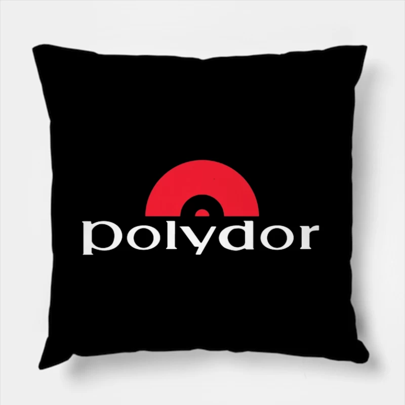 Polydor Records Company Logo with Red Semicircle Design Throw Pillow