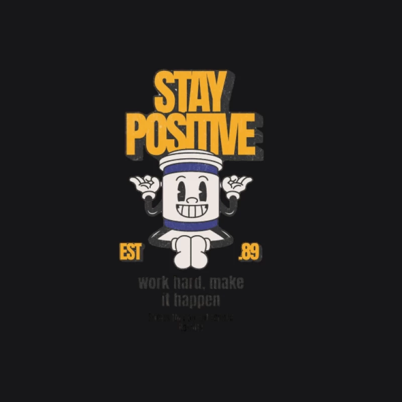 Bleib Positiv Cartoon Design Herren Pullover Hoodie